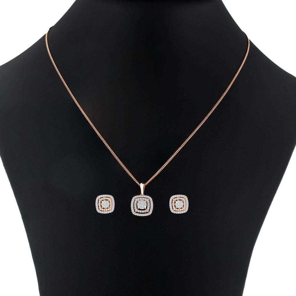 Alluring Halo Design Diamond Pendant Set-All Jewellery-OSP23E19-D400X0B
