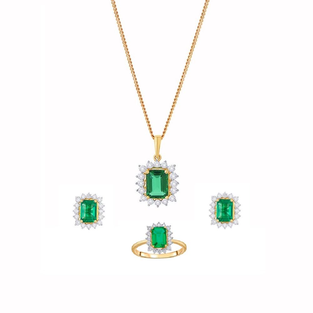 Geometric Green Stone Jewellery Set-All Jewellery-OBX23058-D411R0B
