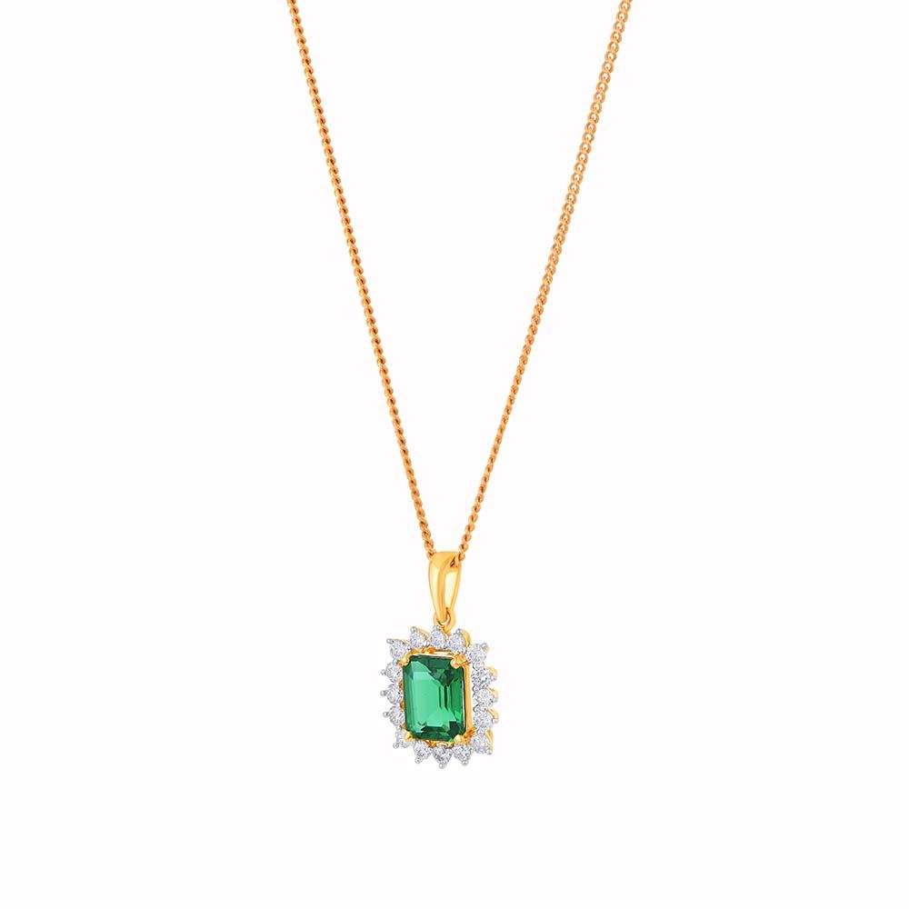 Spangled Emerald Halo Pendant-Pendants-OPS23E21-D411R0B