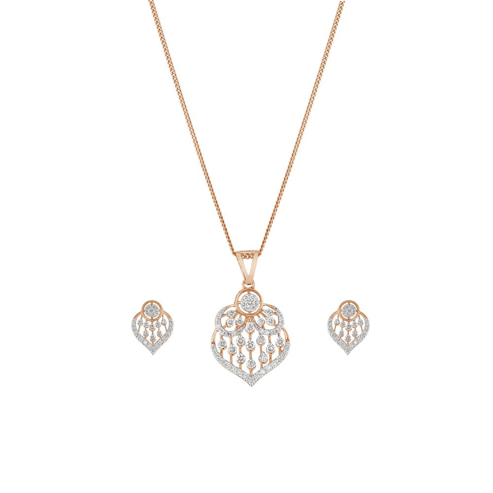 Contemporary Leaf Design Diamond Pendant Set-All Jewellery-OSP23E27-D400X0B