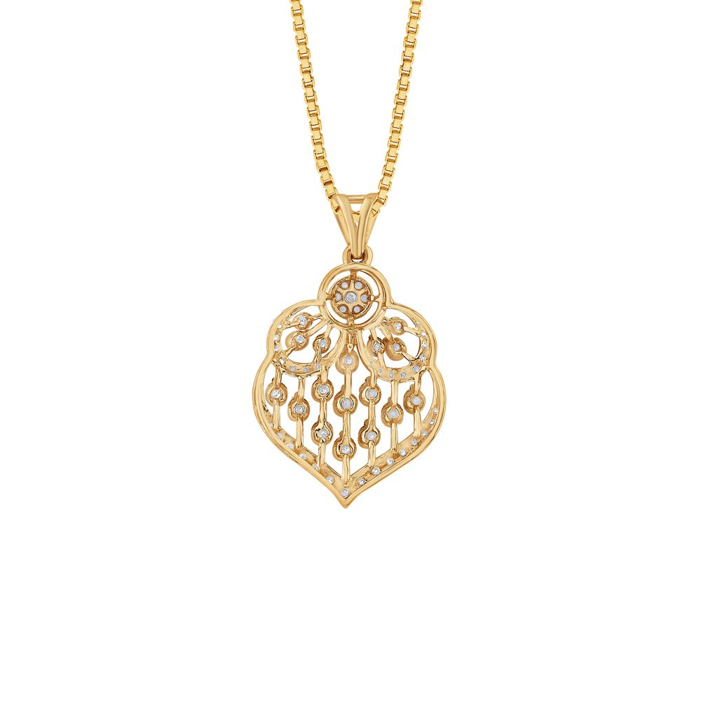 Contemporary Leaf Design Diamond Pendant-Pendants-OPS23E27-D400X0B