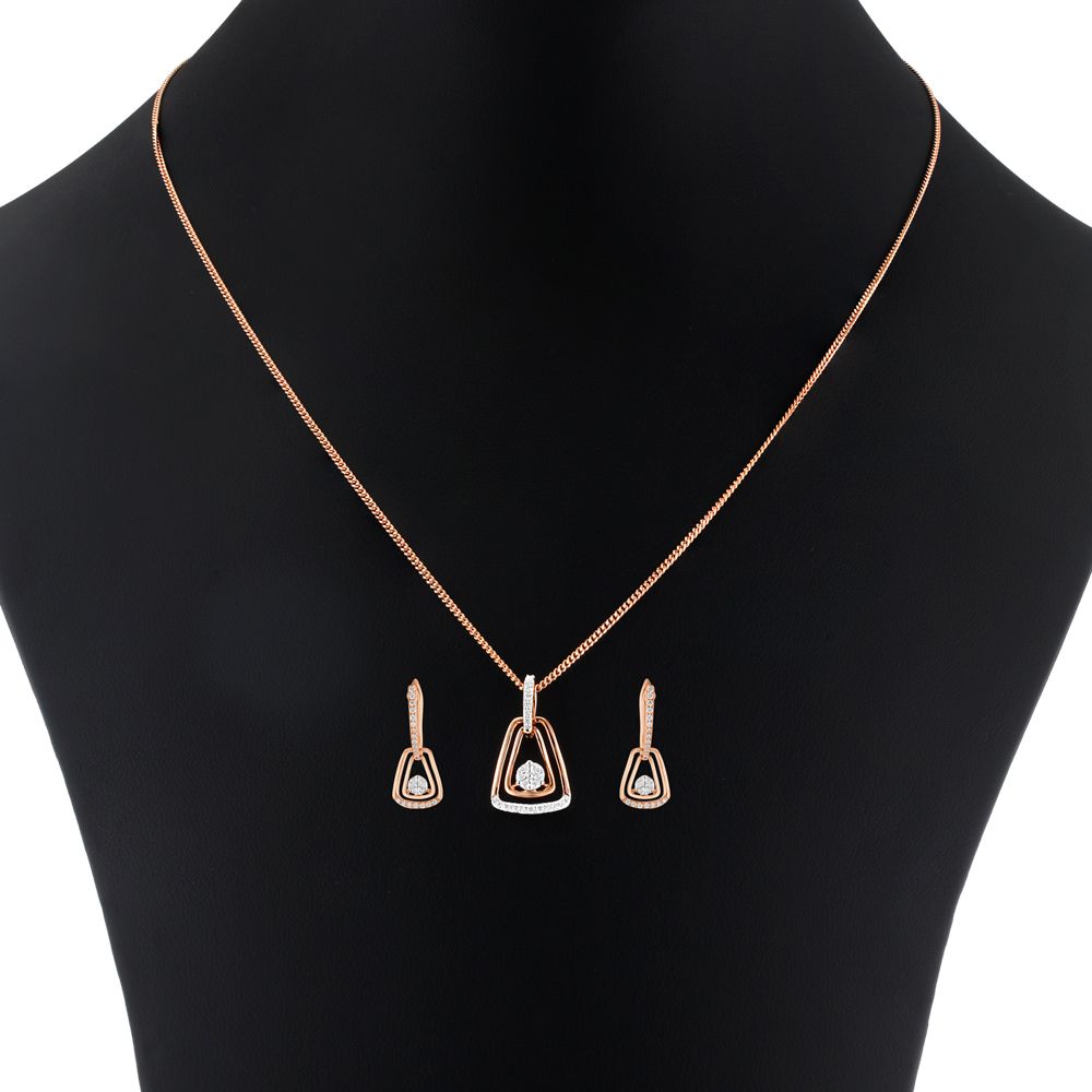 Classy Rose Gold and Diamond Pendant Set-All Jewellery-OSP23E30-D300X0B