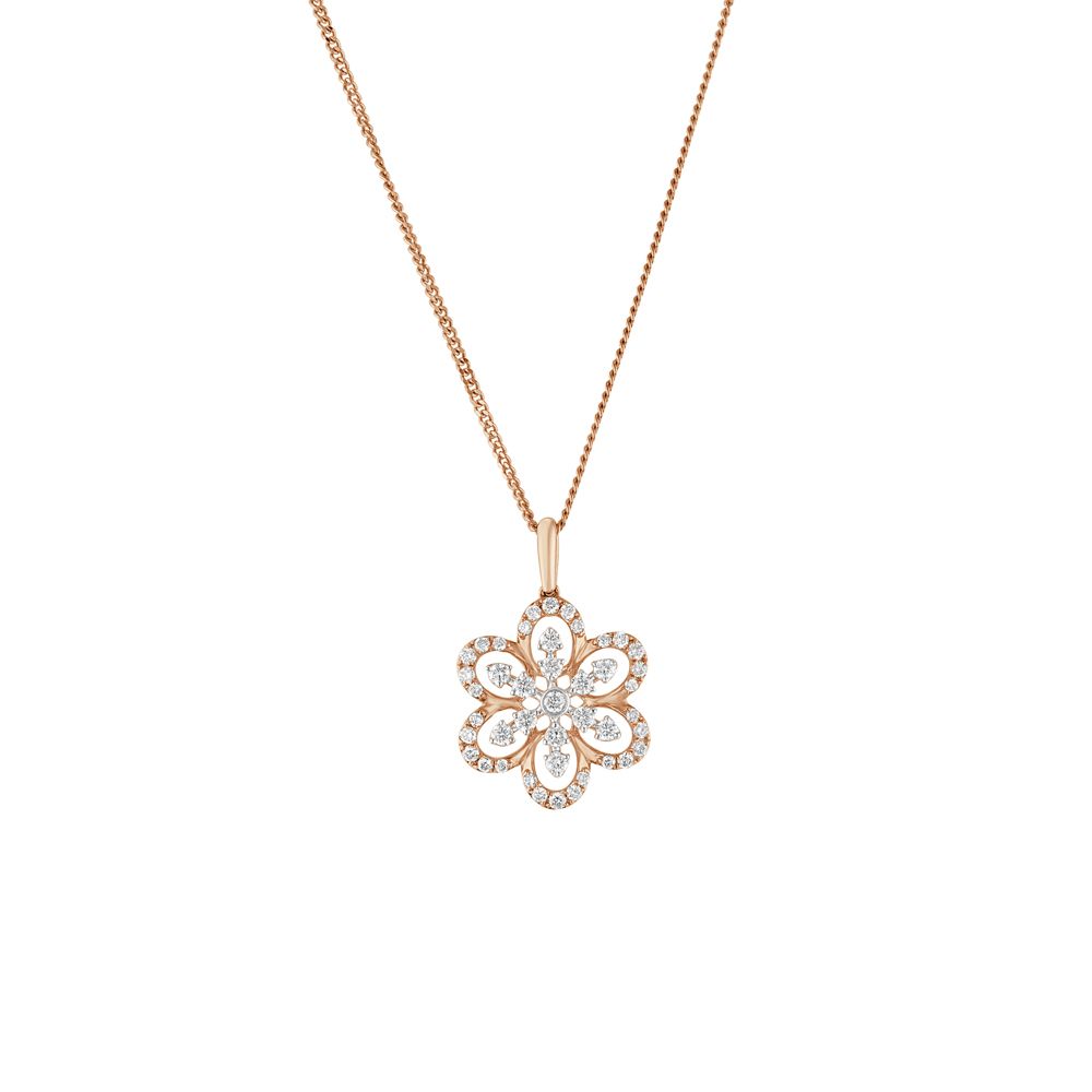 Floral Design Diamond Pendant Set-All Jewellery-OSP23E31-D400X0B