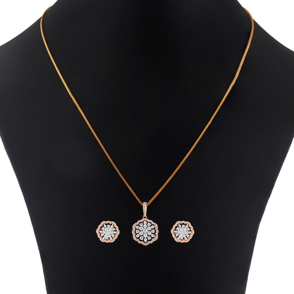 Mandala Design Diamond Pendant Set-All Jewellery-OSP23E32-D400X0B