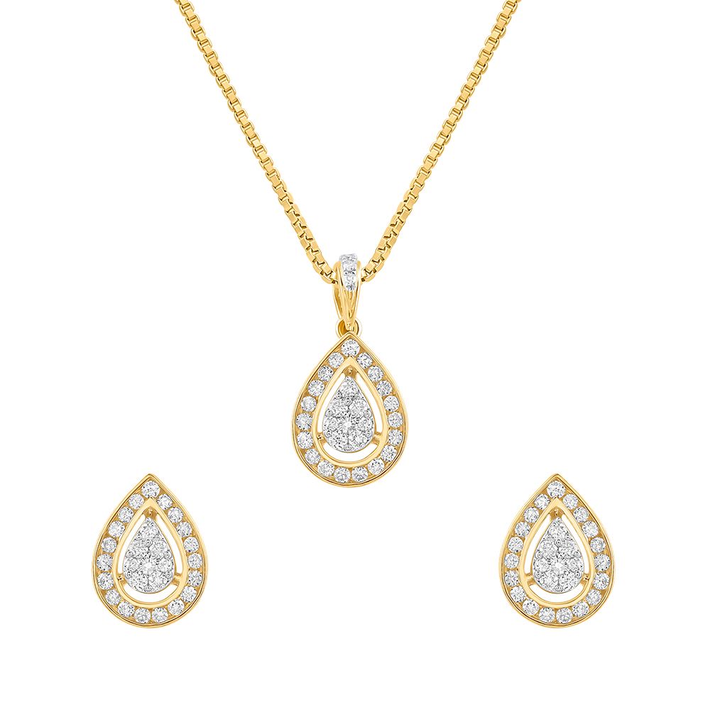 Classic Drop Diamond Jewellery Set-All Jewellery-OBX23054-D400R0B