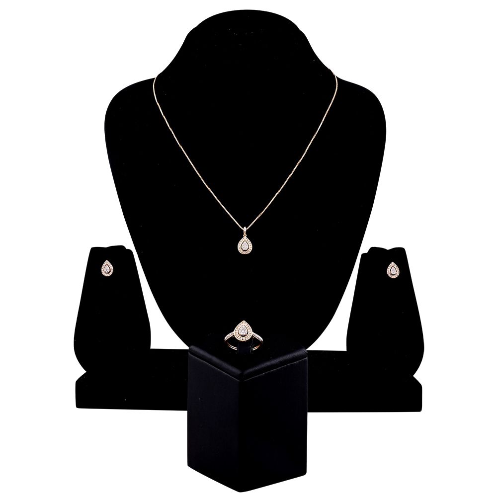 Classic Drop Diamond Jewellery Set-All Jewellery-OBX23054-D400R0B