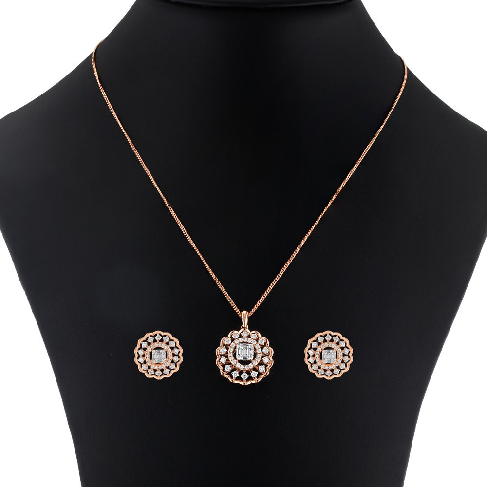 Captivating Round Rose Gold Pendant Set-All Jewellery-OSP23E38-D300X0B