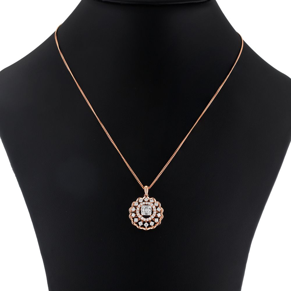 Captivating Round Rose Gold Pendant Set-All Jewellery-OSP23E38-D300X0B