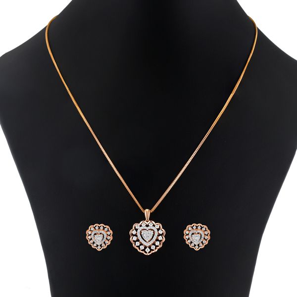 Heart Shaped Diamond Pendant Set-All Jewellery-OSP23E39-D300X0B