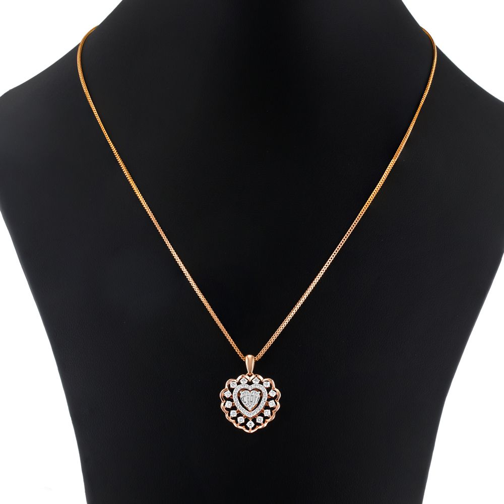 Heart Shaped Diamond Pendant Set-All Jewellery-OSP23E39-D300X0B