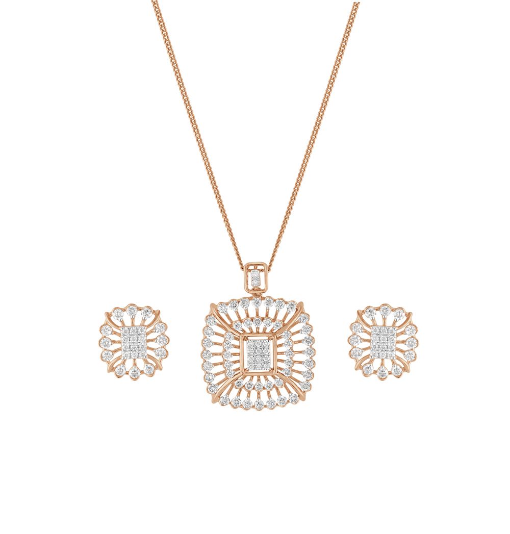Graceful Square Design Diamond Pendant Set-All Jewellery-OSP23E44-D400X0B