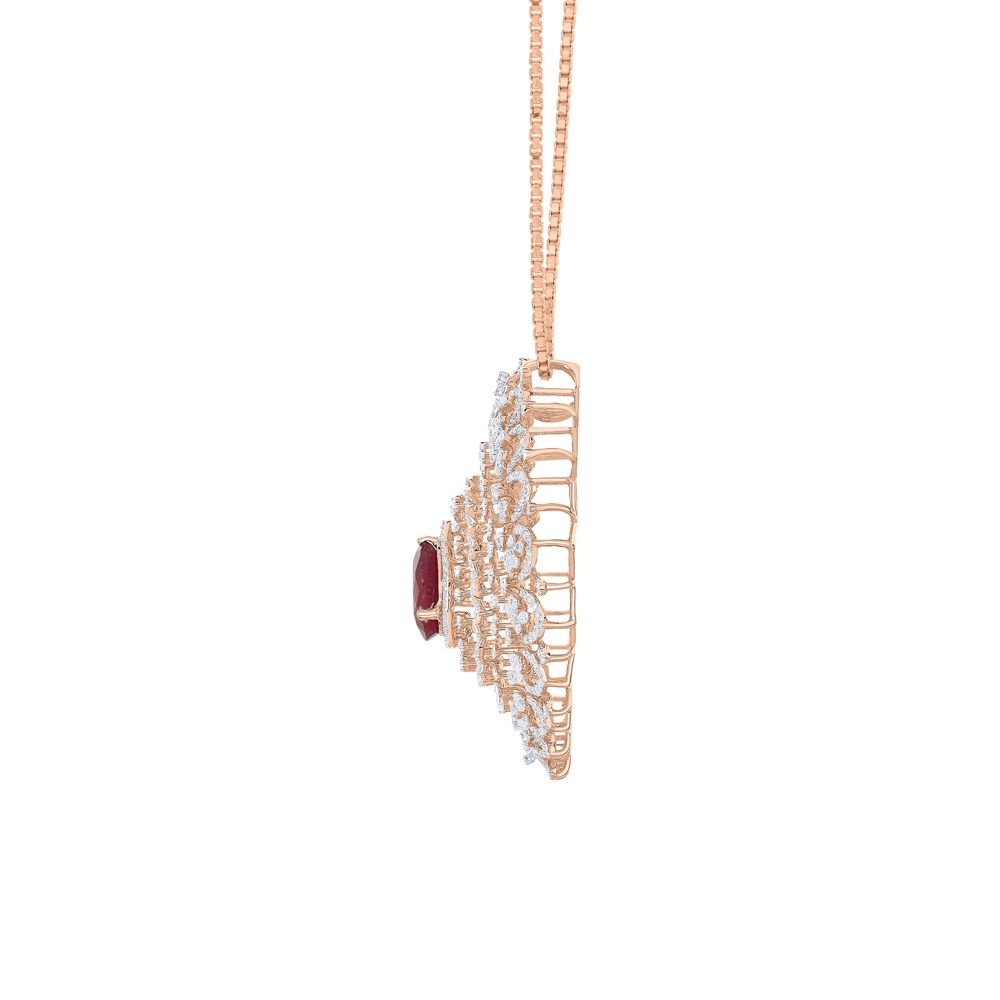 Ethnic Rose Gold Diamond Pendant Set-All Jewellery-OSP23E45-D310X0B