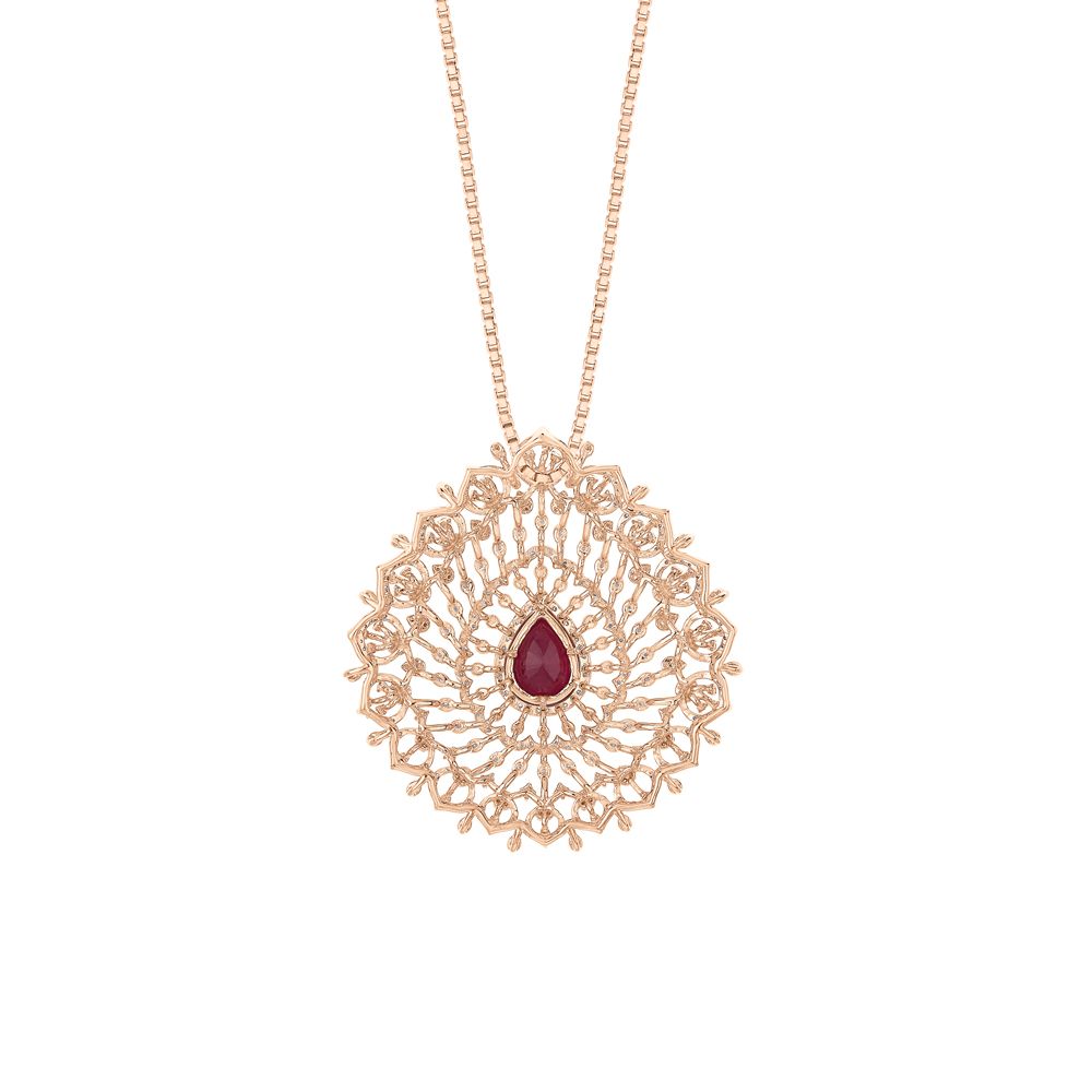 Ethnic Rose Gold Diamond Pendant Set-All Jewellery-OSP23E45-D310X0B