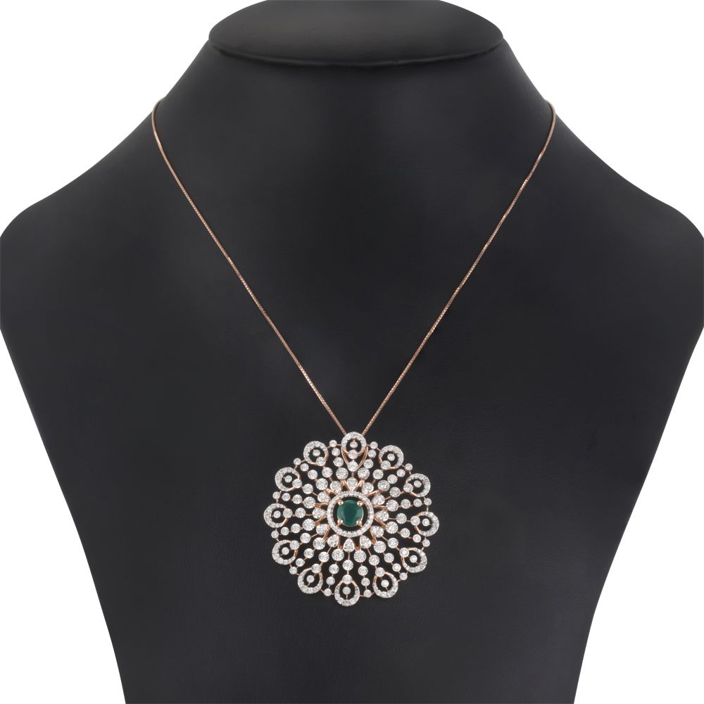 Snowflake Green Onyx and Diamond Pendant Set-Diamond-OSP23E47-D424X0B