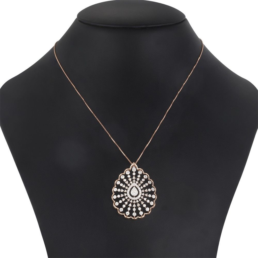 Delicate Rose Gold and Diamond Pendant Set-Diamond-OSP23E48-D400X0B