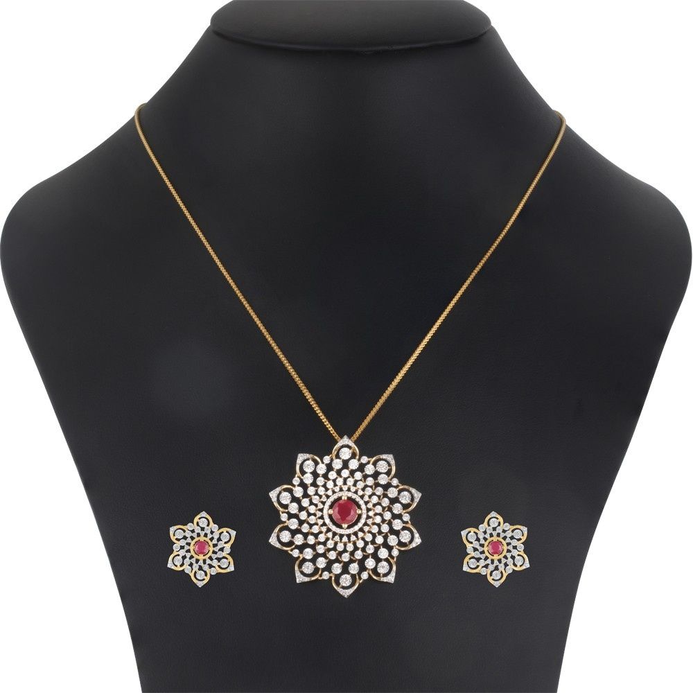 Radiating Diamond and Yellow Gold Pendant Set-Diamond-OSP23E50-D423R0B