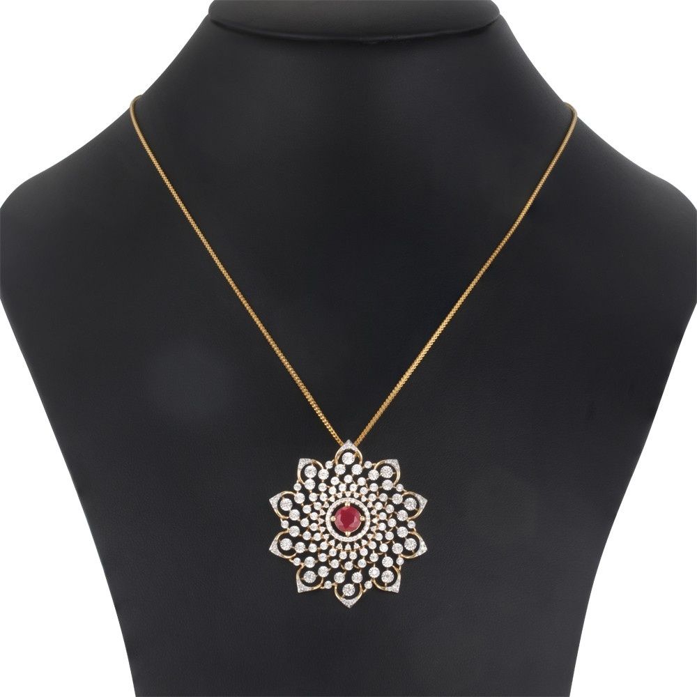 Radiating Diamond and Yellow Gold Pendant Set-Diamond-OSP23E50-D423R0B