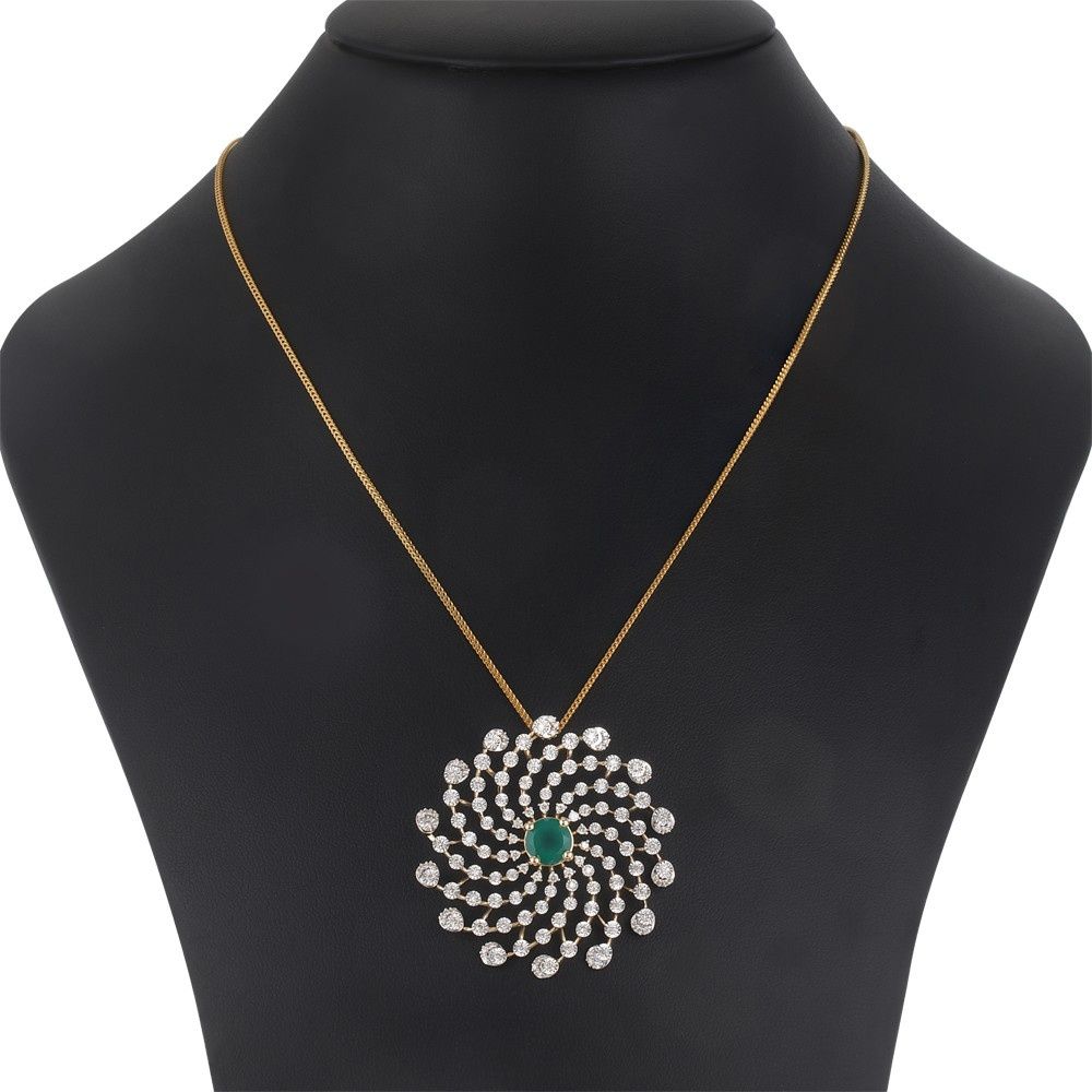 Stunning Green Onyx and Diamond Pendant-Pendants-OPS23E51-D424R0B