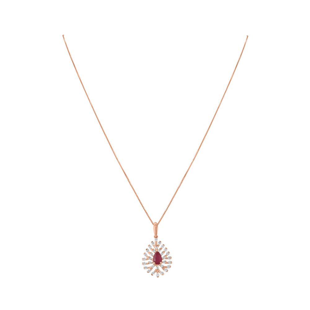 Mesmerising Rose Gold and Diamond Pendant with Chain-Pendants-OPS23E52-D423X0B