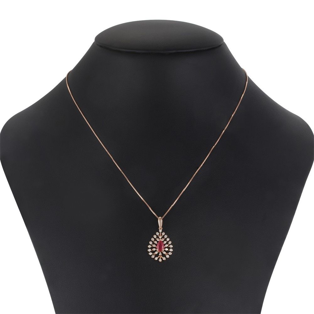 Mesmerising Rose Gold and Diamond Pendant with Chain-Pendants-OPS23E52-D423X0B