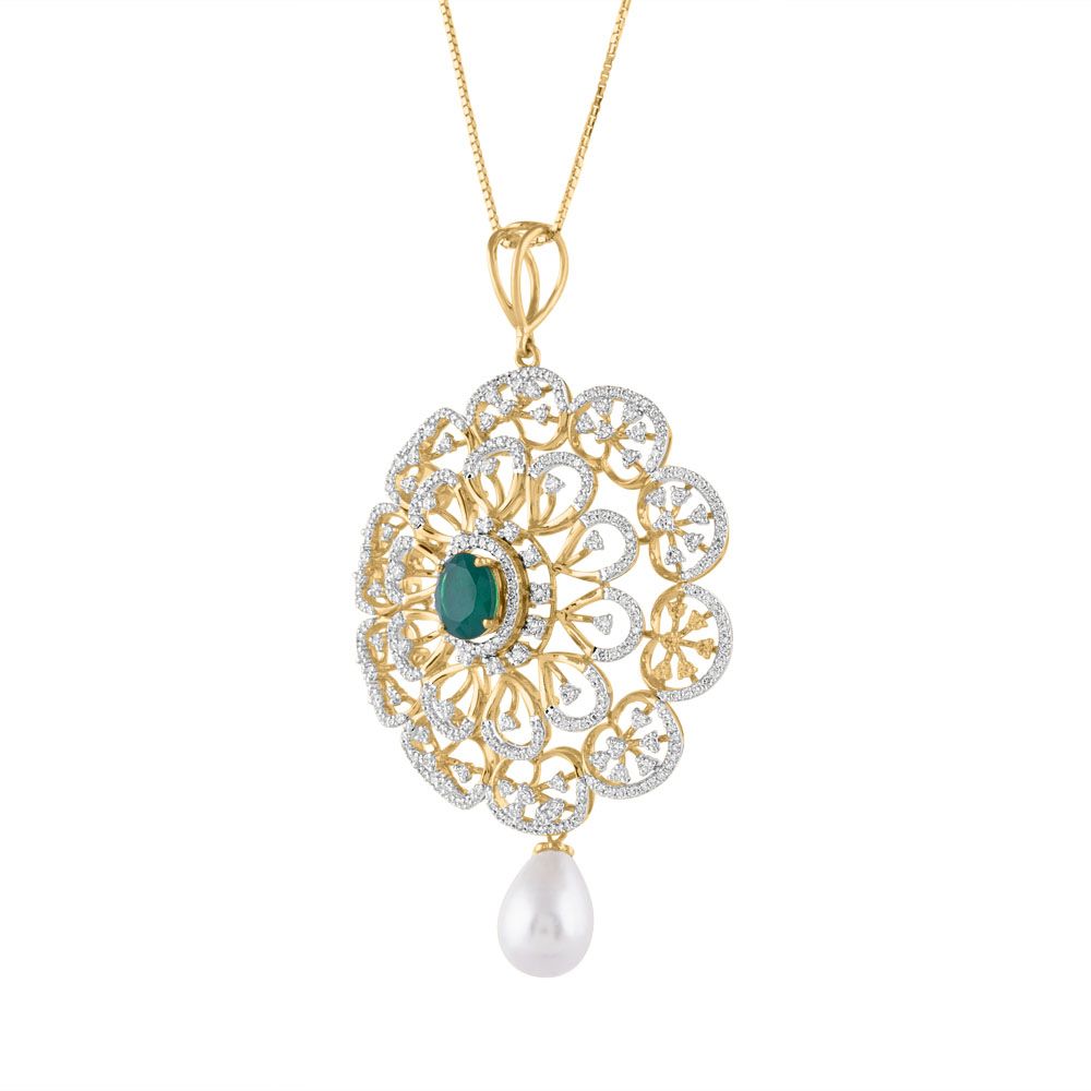 Sparkling Floral Diamond Pendant Set-All Jewellery-OSP23E59-D309R0B