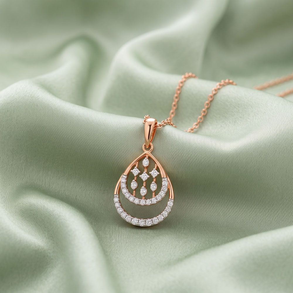 Radiant Drop Diamond Rose Pendant-Pendants-OPS24E33-D900X0C