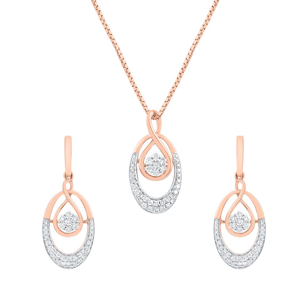 Blossom Oval Rose Gold Pendant Set-All Jewellery-OSP24E46-D900X0C