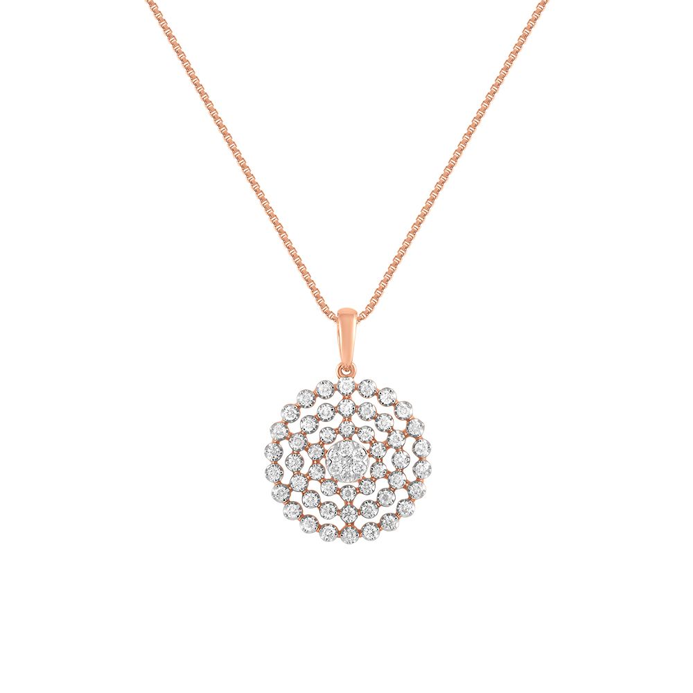 Attractive Round Design Diamond Pendant Set-Diamond-OBX24027-D400X0B