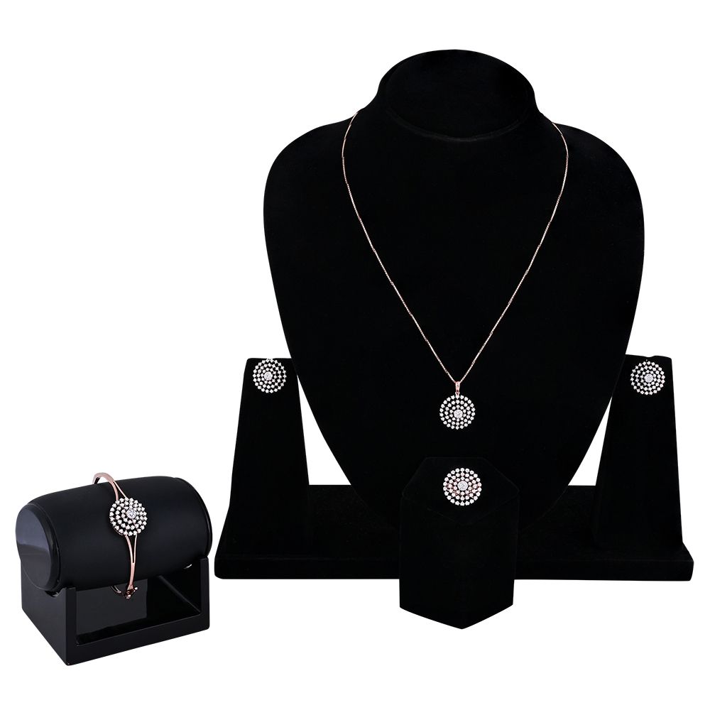 Attractive Round Design Diamond Pendant Set-Diamond-OBX24027-D400X0B