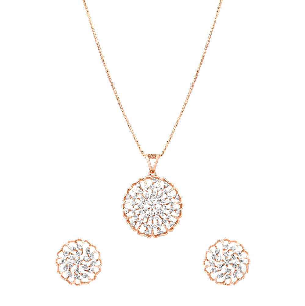 Floral Burst Diamond Pendant Set-All Jewellery-OSP24E51-D400X0C