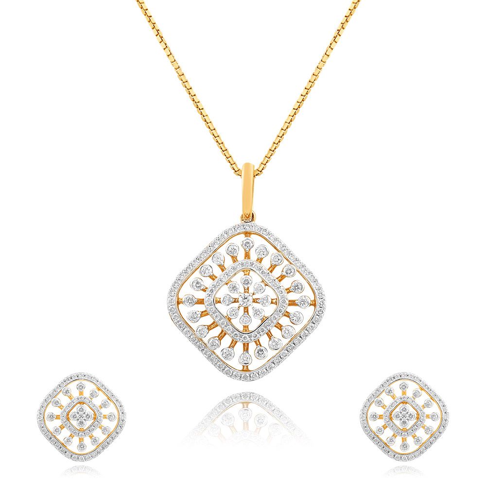 Pushp Dazzling Diamond Pendant Set-All Jewellery-OSP24E54-D400R0B