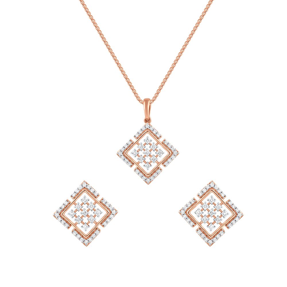 Striking Checkered Pattern Diamond Pendant Set-All Jewellery-OBX24040-D400X0B