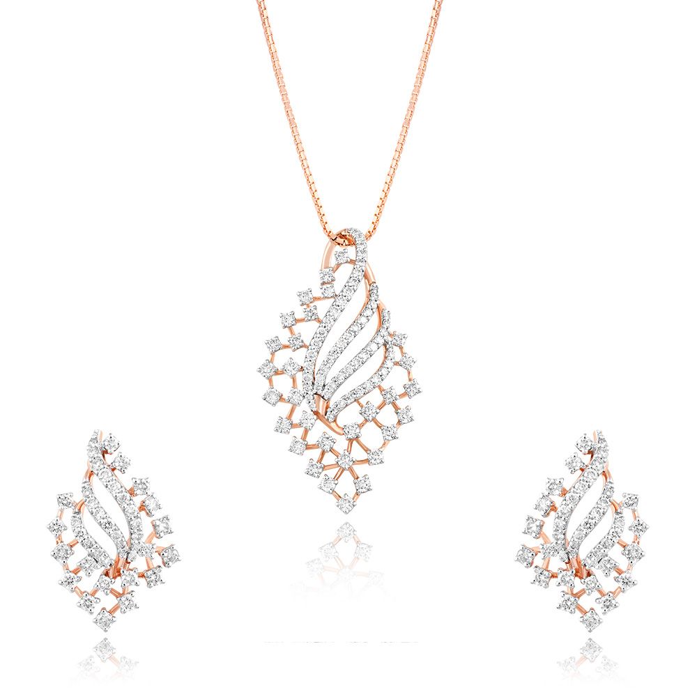 Radiant Diamond Leaf Pendant Set-All Jewellery-OSP25E03-DE00X0B