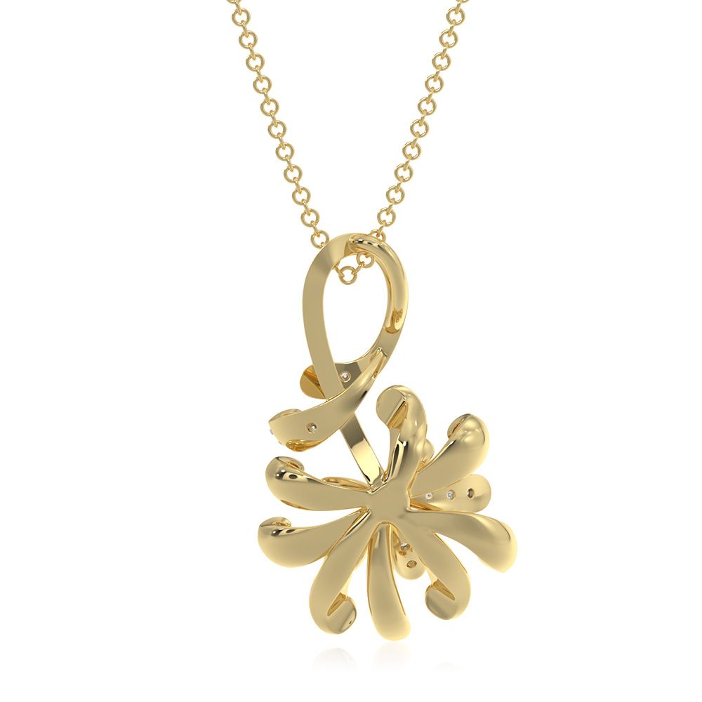 Floral Blossom 9Kt Yellow Gold Pendant-Pendants-OPS26E15-D400R0F