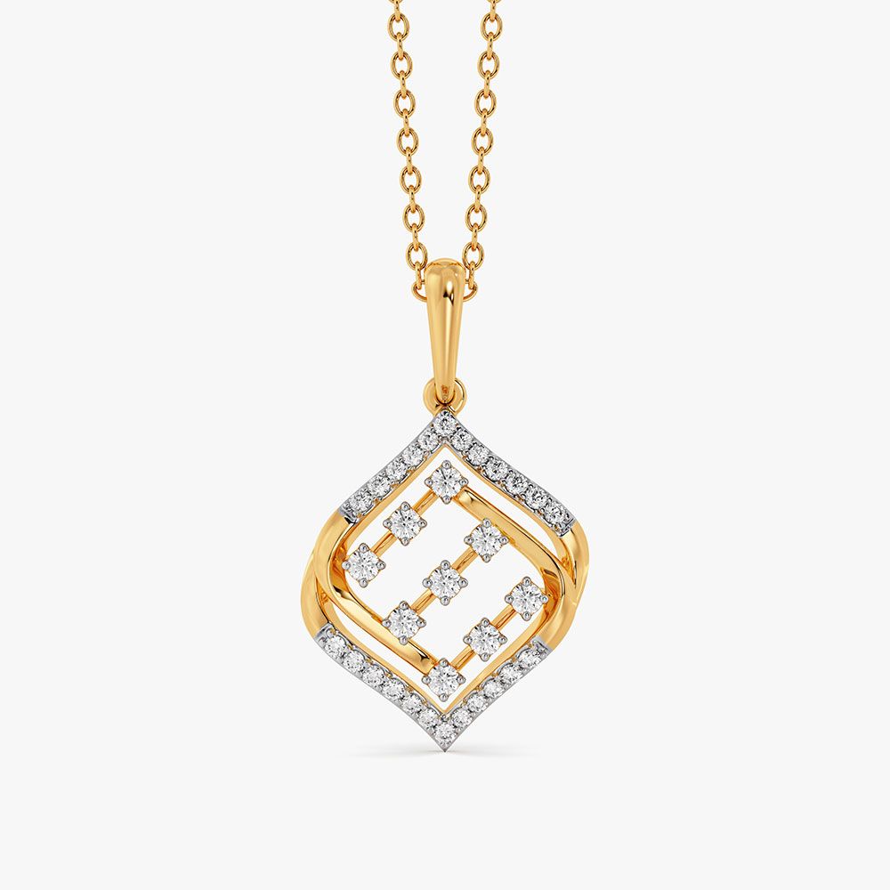 Delicate Beauty 14Kt Yellow Gold Diamond Pendant-Pendants-OPS26E16-D400R0C