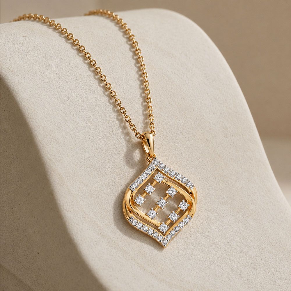 Delicate Beauty 14Kt Yellow Gold Diamond Pendant-Pendants-OPS26E16-D400R0C