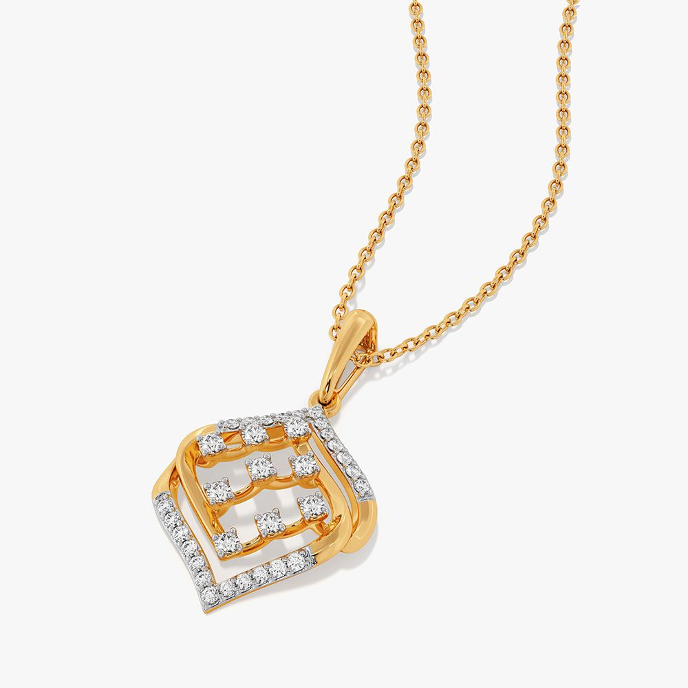 Delicate Beauty 14Kt Yellow Gold Diamond Pendant-Pendants-OPS26E16-D400R0C