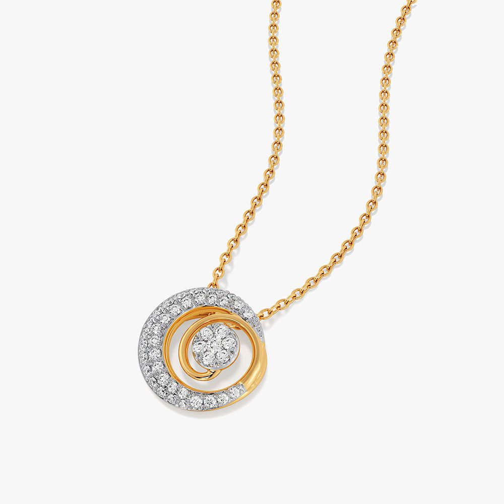 Dazzling Moon 14Kt Yellow Gold Diamond Pendant-Pendants-OPS26E17-D400R0C