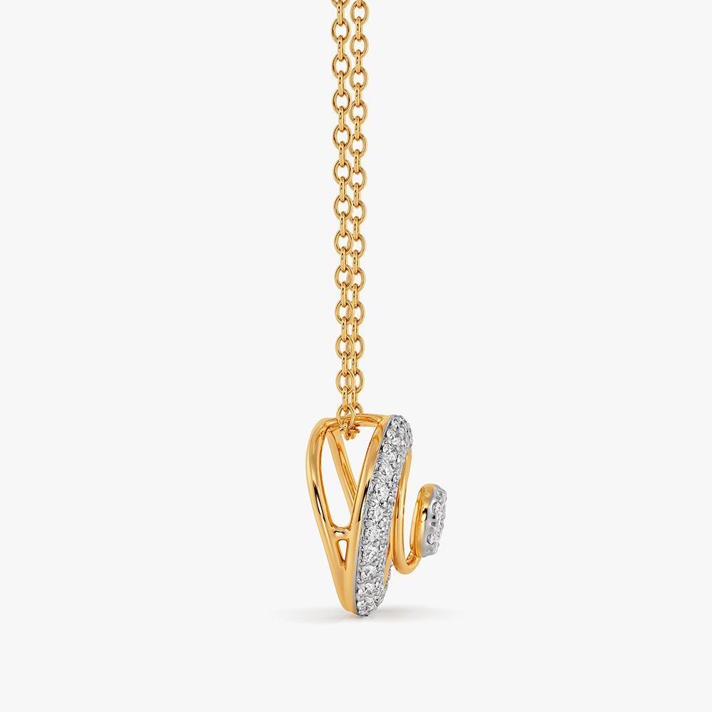 Dazzling Moon 14Kt Yellow Gold Diamond Pendant-Pendants-OPS26E17-D400R0C