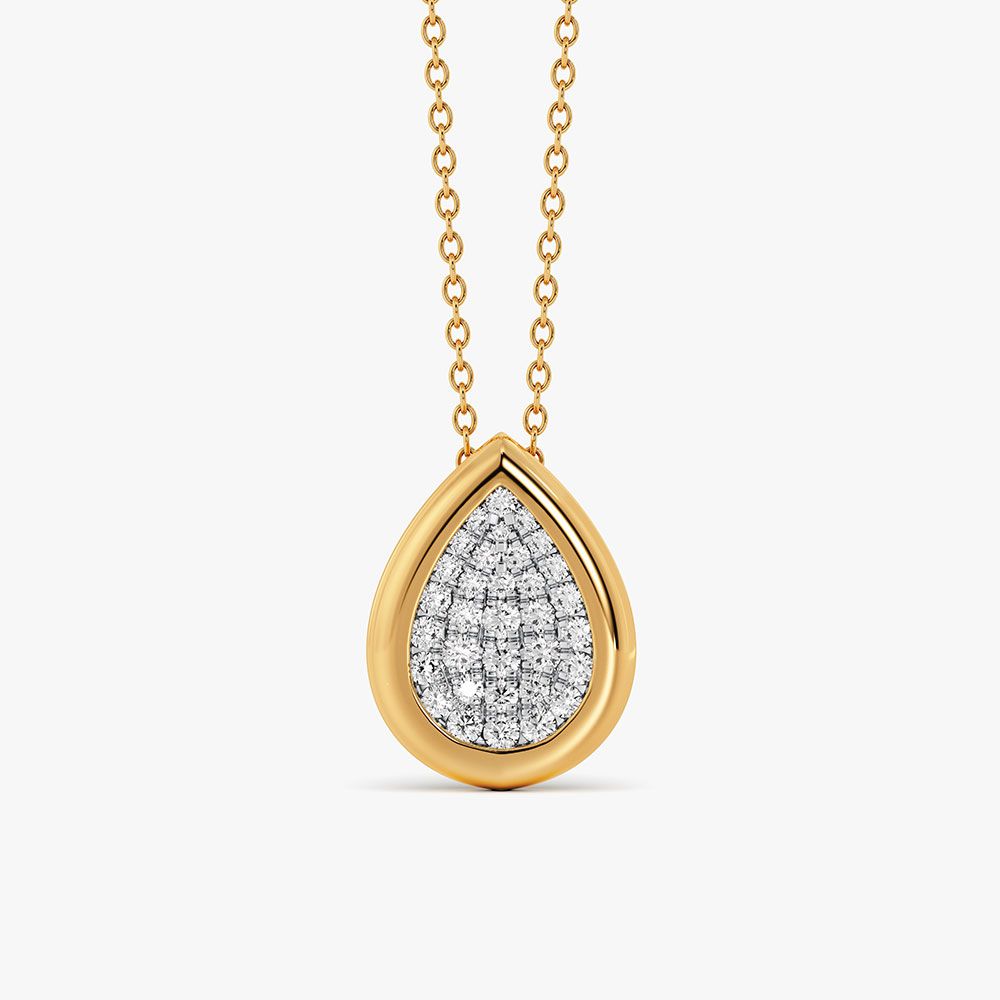 Classic Teardrop 14Kt Yellow Gold Diamond Pendant-Pendants-OPS26E21-D400R0C