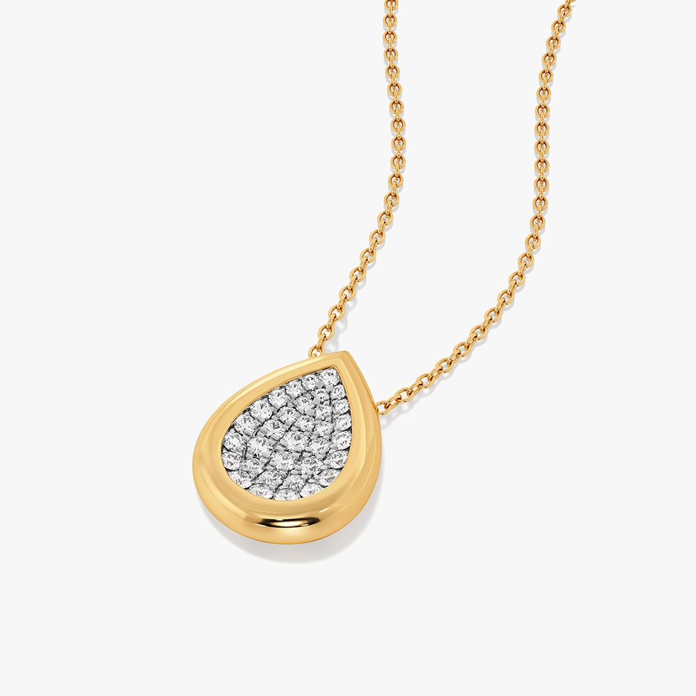 Classic Teardrop 14Kt Yellow Gold Diamond Pendant-Pendants-OPS26E21-D400R0C