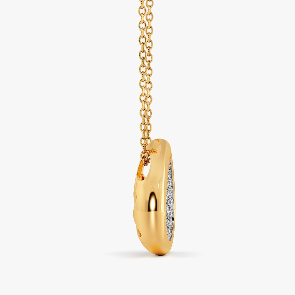Classic Teardrop 14Kt Yellow Gold Diamond Pendant-Pendants-OPS26E21-D400R0C