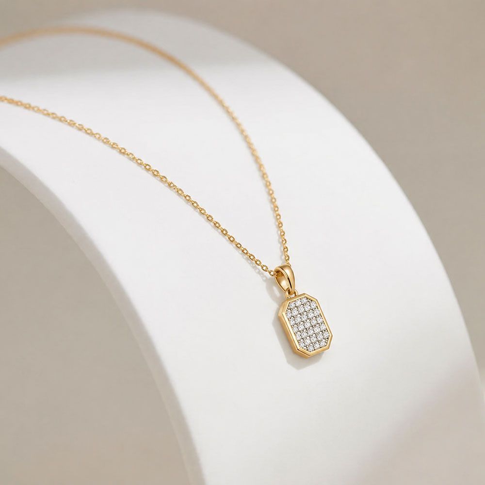 Brilliant 14Kt Yellow Gold Diamond Pendant-Pendants-OPS26E25-D400R0C
