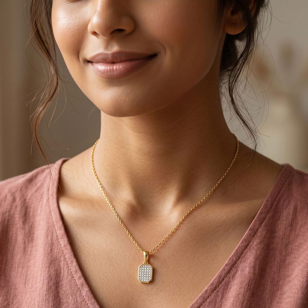 Brilliant 14Kt Yellow Gold Diamond Pendant-Pendants-OPS26E25-D400R0C