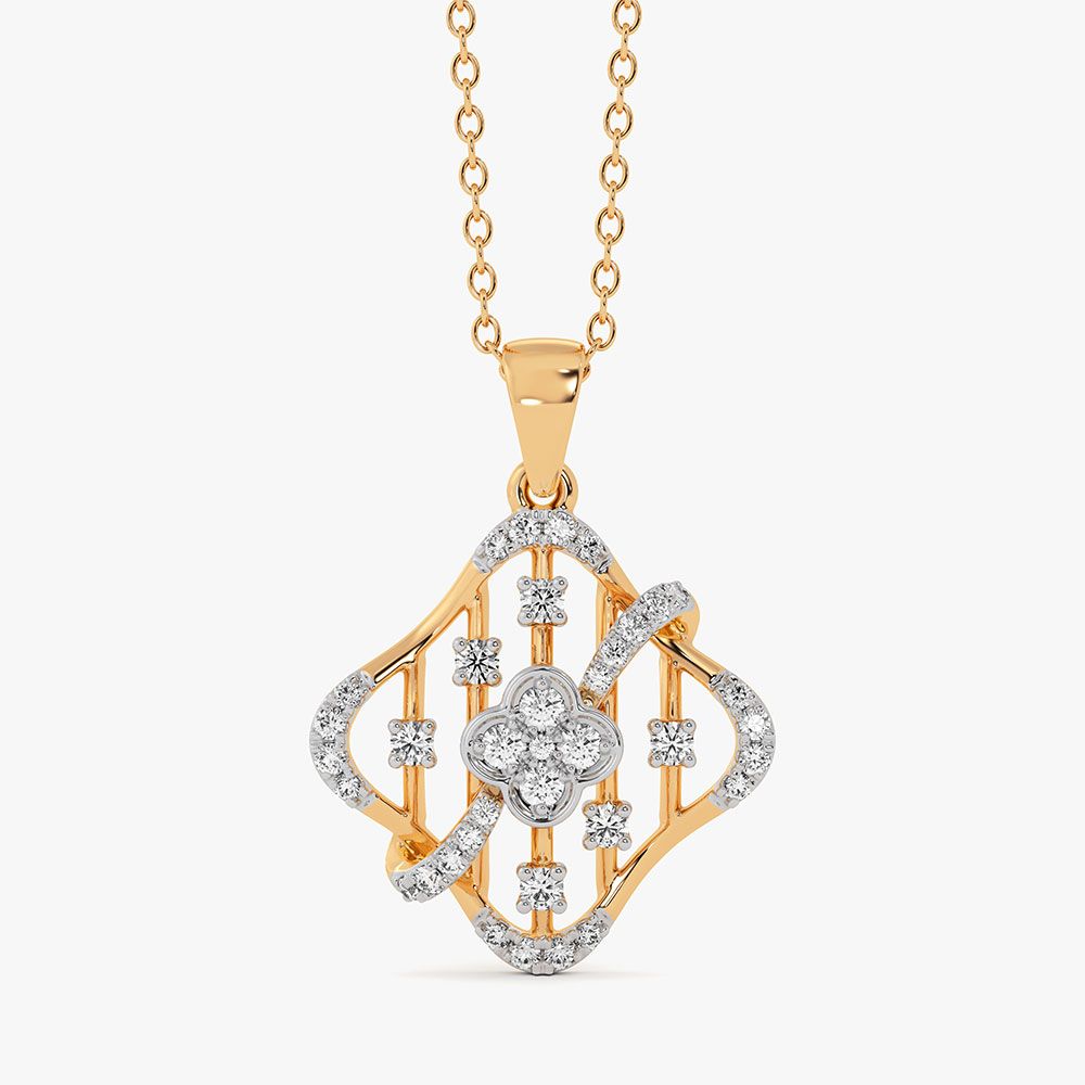 Striking 14Kt Yellow Gold Diamond Pendant-Pendants-OPS26E27-D400R0C
