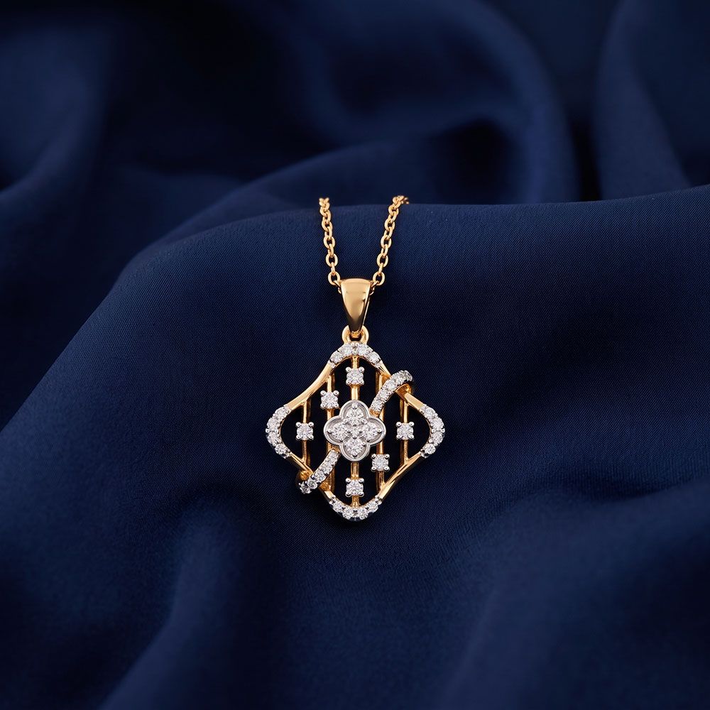 Striking 14Kt Yellow Gold Diamond Pendant-Pendants-OPS26E27-D400R0C