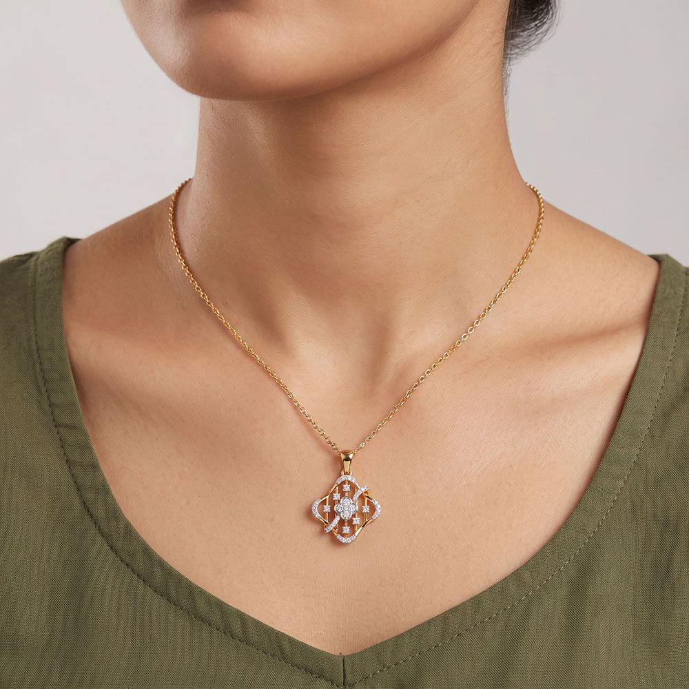 Striking 14Kt Yellow Gold Diamond Pendant-Pendants-OPS26E27-D400R0C