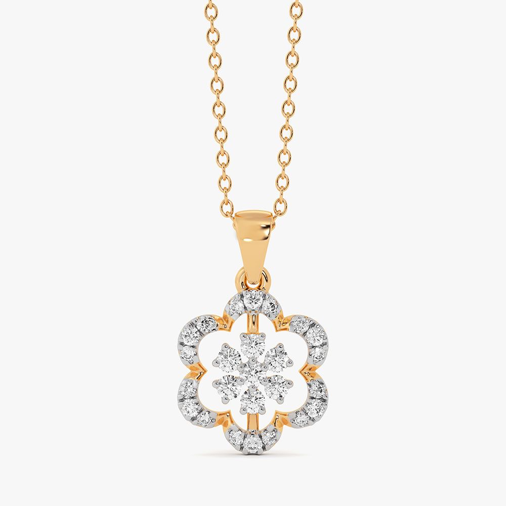 Versatile Bloom 14Kt Yellow Gold Diamond Pendant-Pendants-OPS26E31-D400R0C