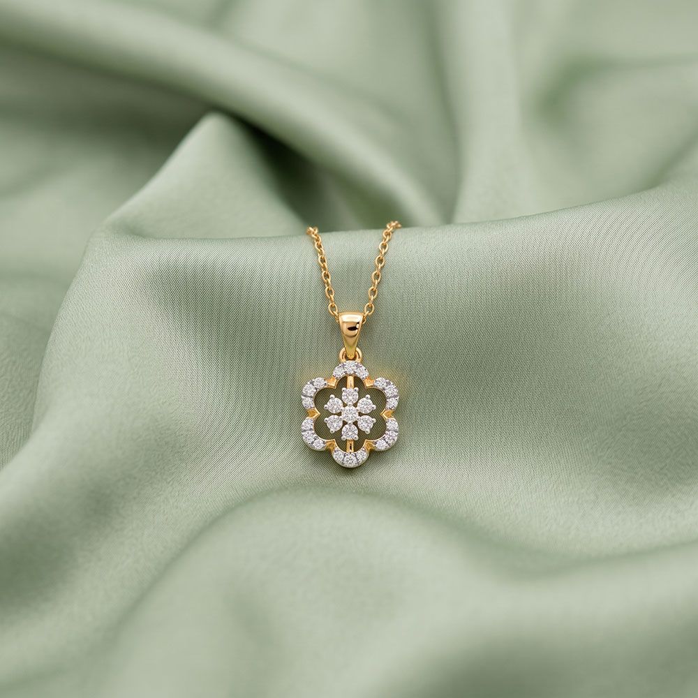 Versatile Bloom 14Kt Yellow Gold Diamond Pendant-Pendants-OPS26E31-D400R0C