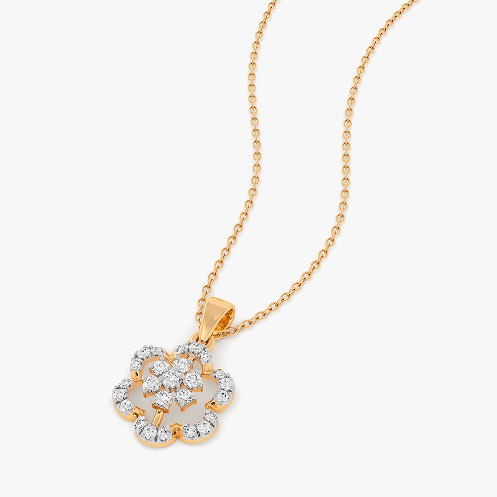 Versatile Bloom 14Kt Yellow Gold Diamond Pendant-Pendants-OPS26E31-D400R0C